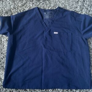 Figs Navy Blue V-Neck Scrub Top